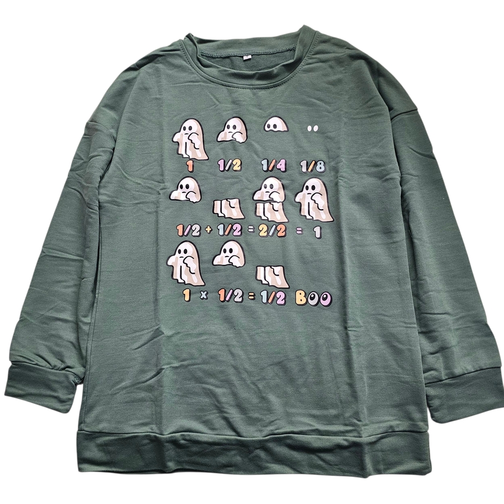 Green Ghost Print Womens Long Sleeve